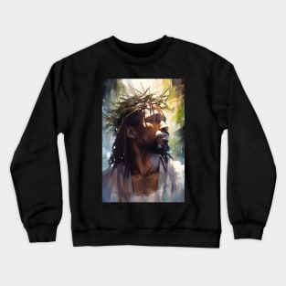 African American Art Jesus in Garden Crewneck Sweatshirt